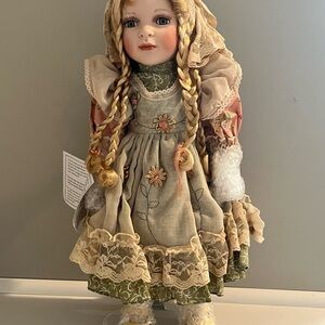 Charming Porcelain Doll with Braided Hair